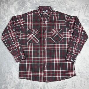 Vintage Fieldmaster Shirt Mens Tall Large Plaid Flannel Perma-Prest USA 90s FLAW